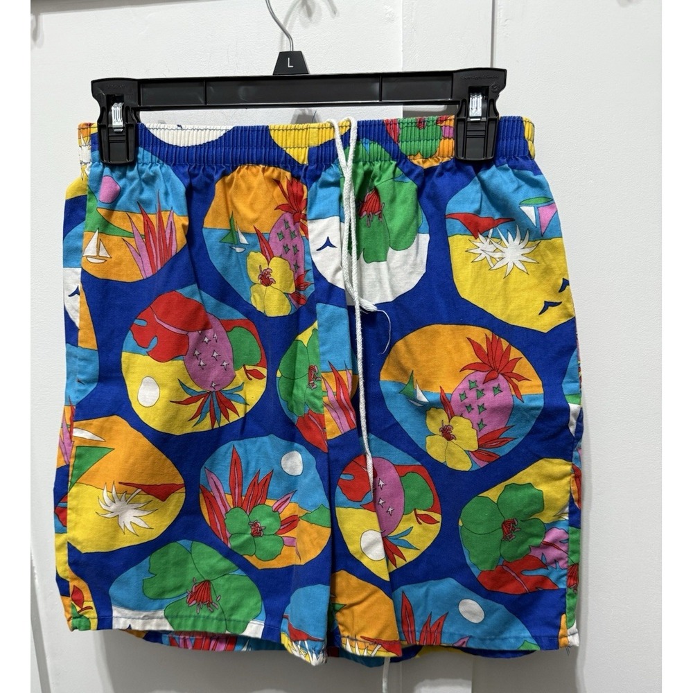 Vintage‎ Sea Mark Swim Trunks 5" Inseam Bright 90s Surfcore Sz 32-34 USA Boats